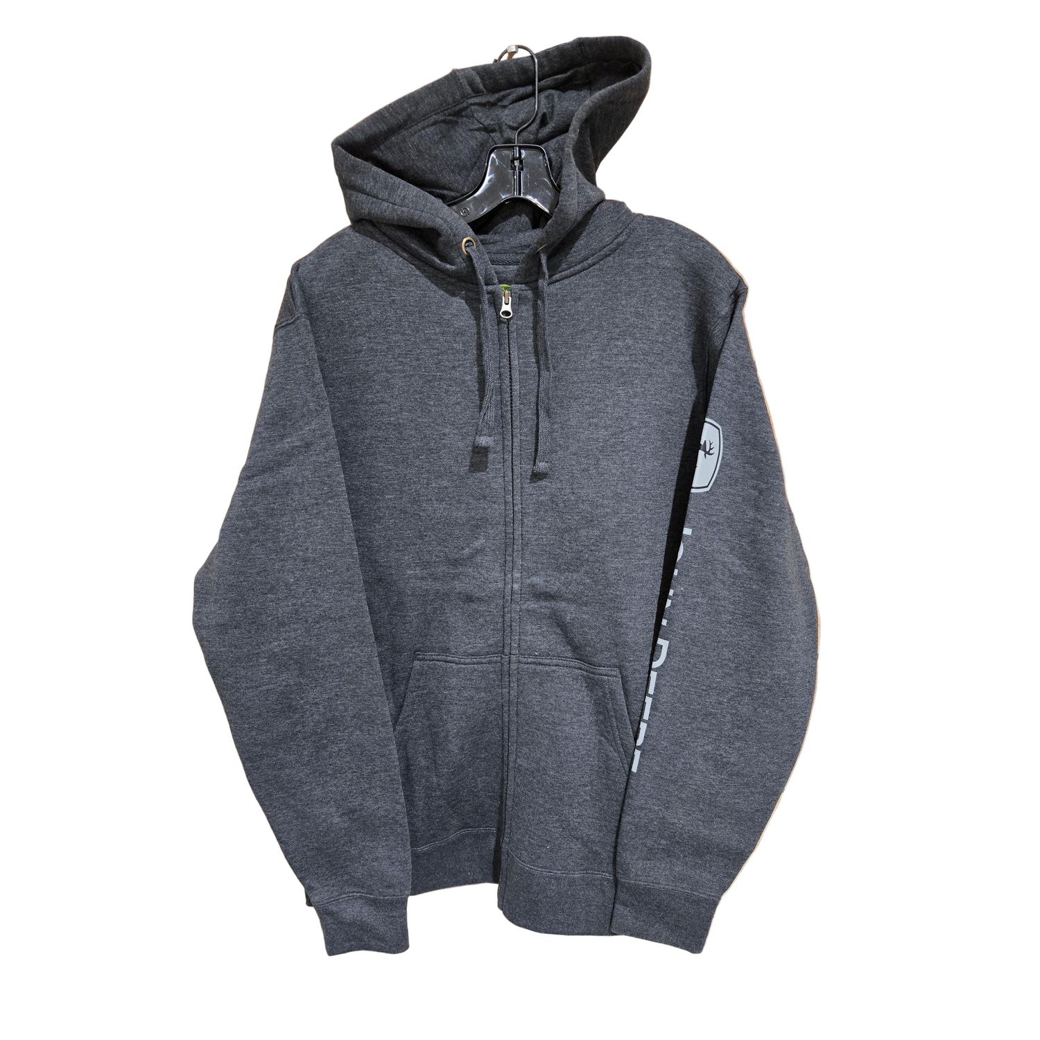 John Deere Zip Up Hoodie - Assorted Colours, Colour: BLACK HEATHER, Size: 2XL
