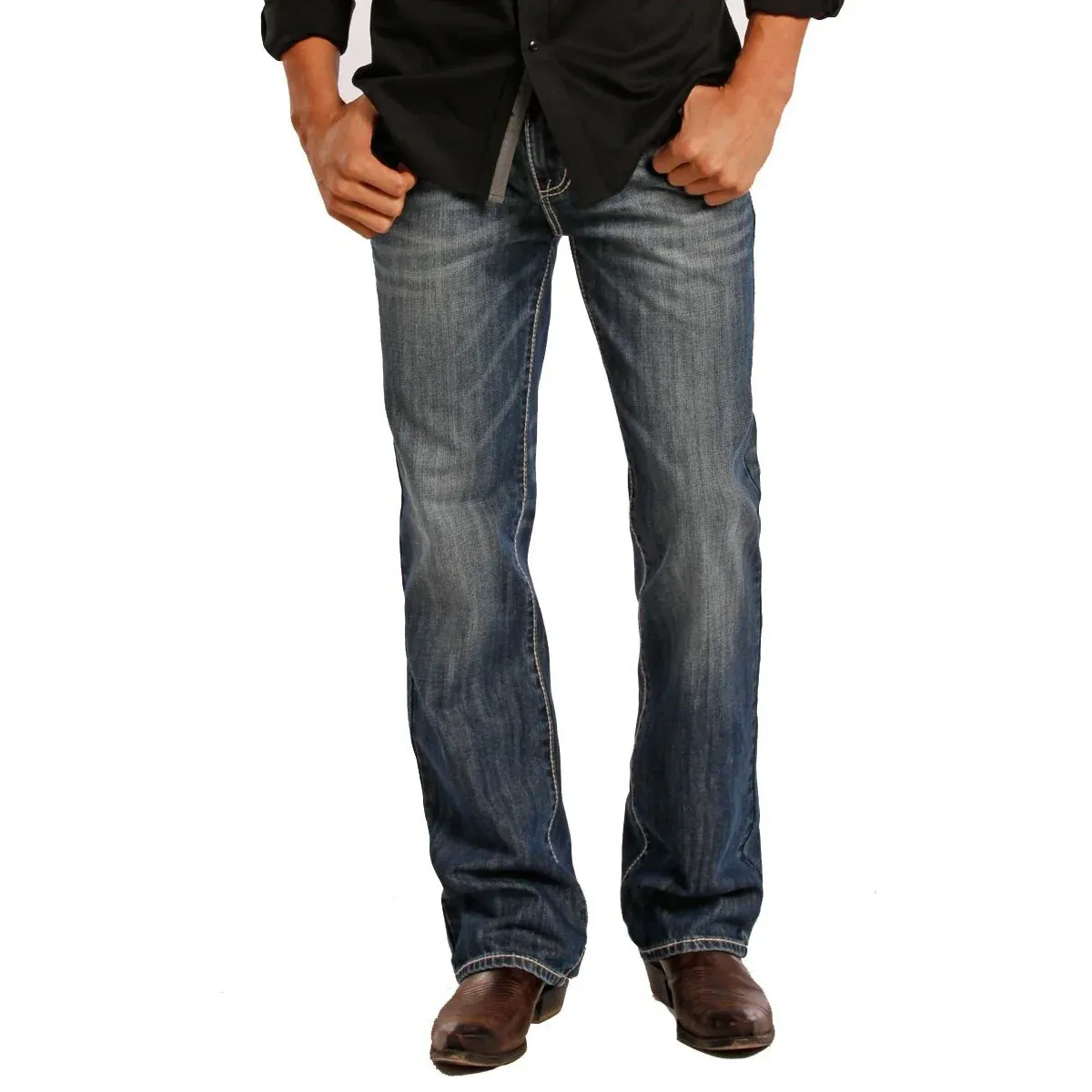 Rock &amp; Roll Cowboy Double Barrel Straight Leg Men's Jeans - Medium Vintage, Length: 30, Waist: 28