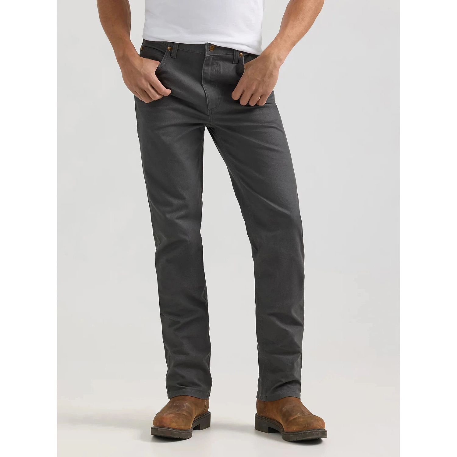 Wrangler Men's Premium Performance Tough Comfort Cowboy Cut Slim Fit Canvas Jean - Grey Pinstripe