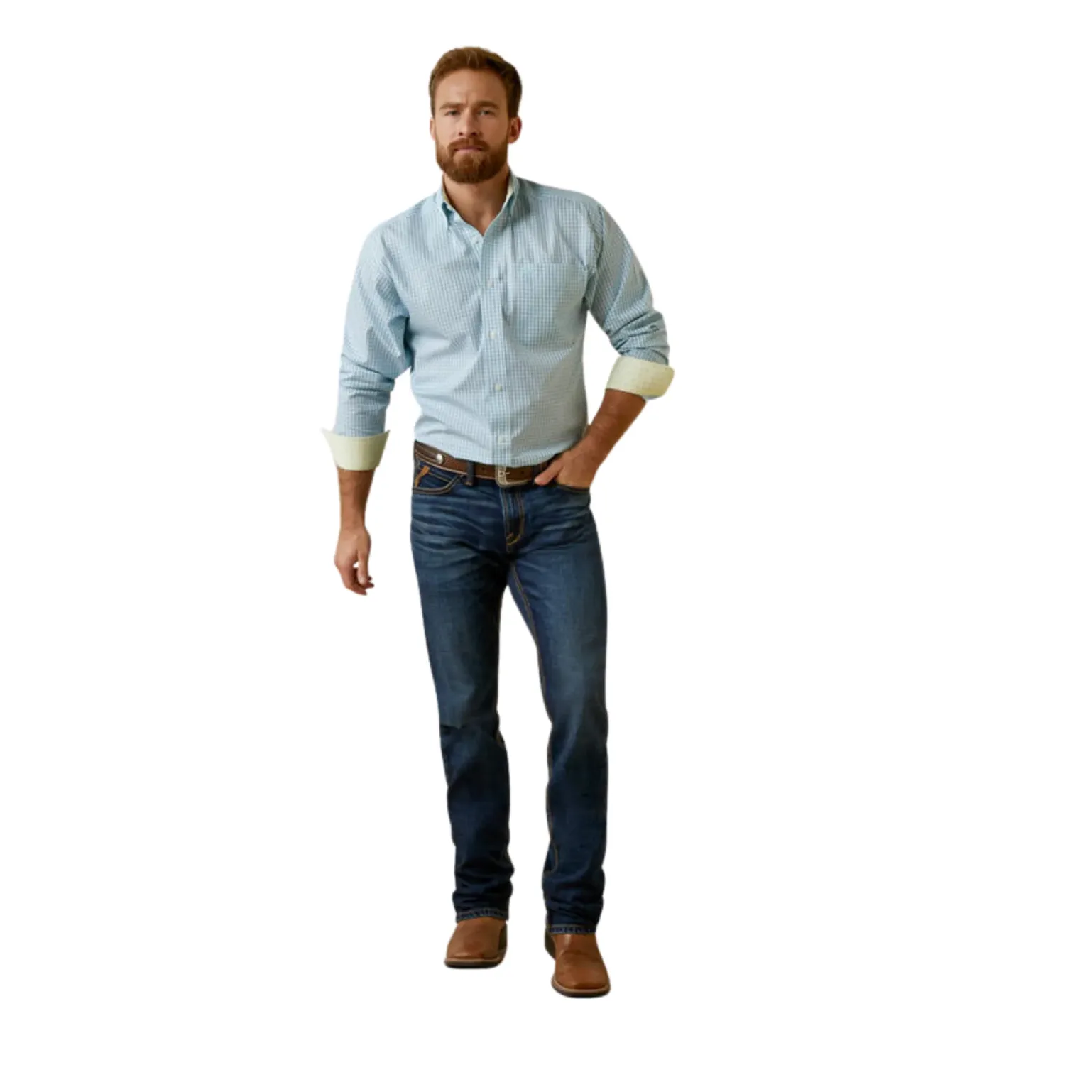 Ariat Men's Wrinkle Free Colten Classic Fit Shirt - Aqua