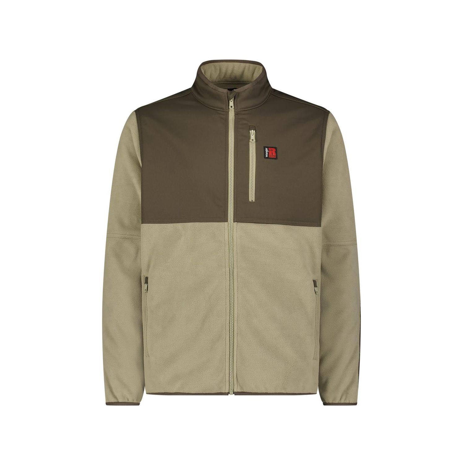 Wrangler Unisex Riggs Long Sleeve Wind Block Work Fleece Jacket- Multiple Colours, Colour: Cream/Khaki, Size: S