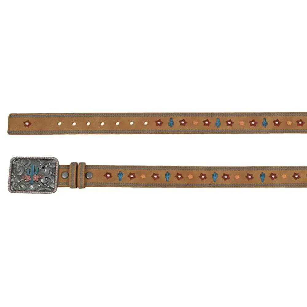 Catchfly Girl's Belt Cactus with Metallic Underlay