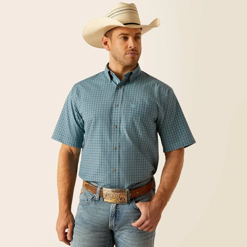 Ariat Men's Pro Kameron Classic Fit SS Shirt - Aqua, Size: S