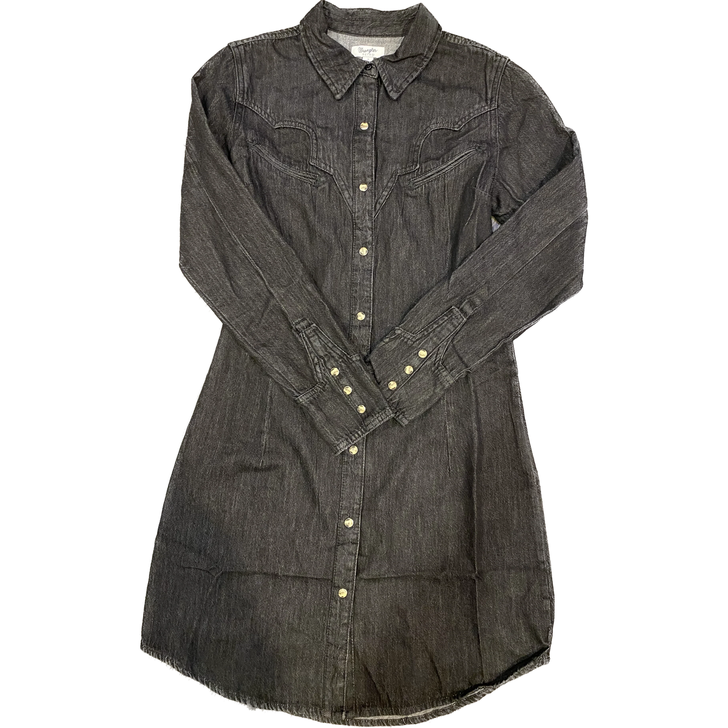 Wrangler Women's Long Sleeve Denim Snap Down Dress- Black
