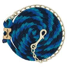 Weaver Poly Lead Rope with Brass Plated Swivel Chain, Color: B15-Navy/Blue/Turquoise, Size: 5/8 x8'6"