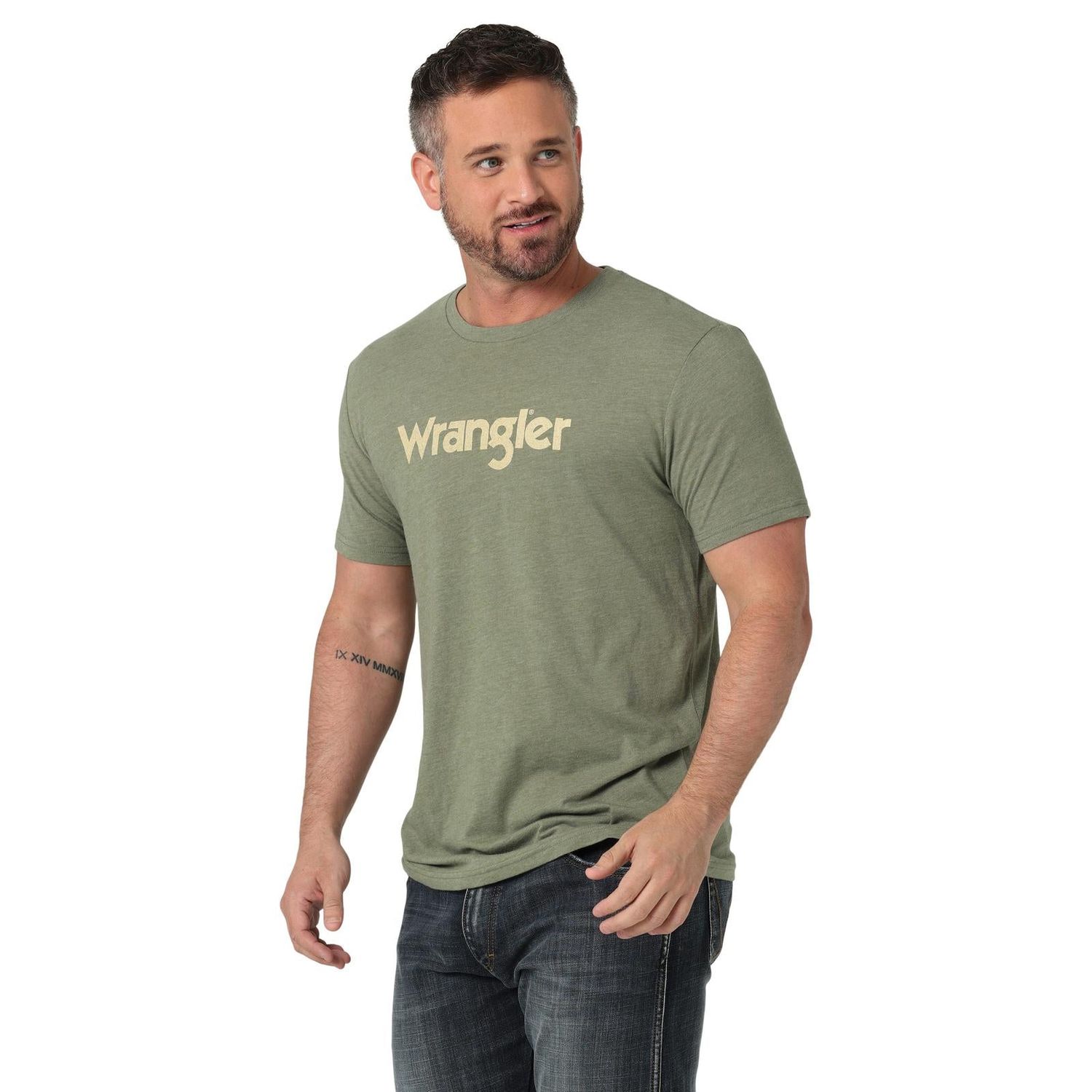 Wrangler Men's Short Sleeve Shirt - Deep Lichen Green Heather