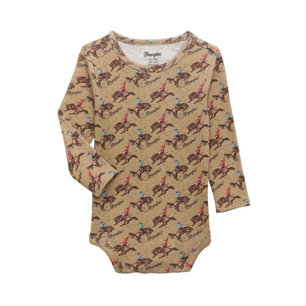 Wrangler Baby Boy Long Sleeve Bodysuit- Tan