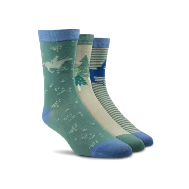 Ariat Women's English Charm Crew Socks - Purity/Arctic Horses