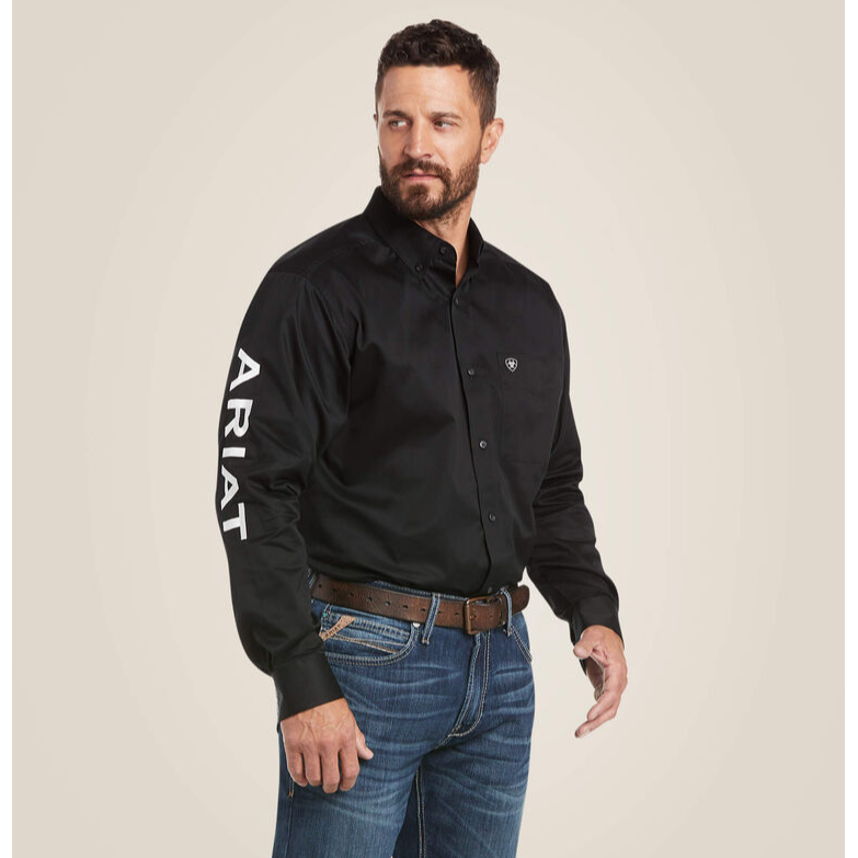 Ariat Men's TM Logo Twill Classic Long Sleeve Shirt - Black &amp; White