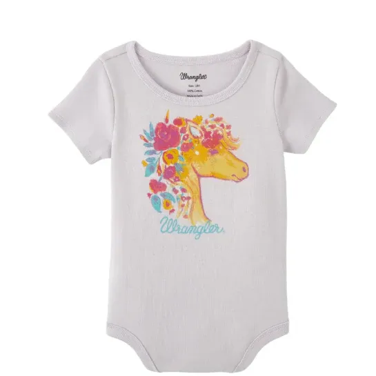 Wrangler Baby Girl's Bodysuit - Grey, Size: 0-3M