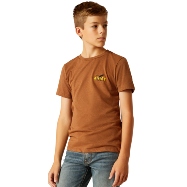 Ariat Boy's Bison Sketch Shield T Shirt - Cinnamon