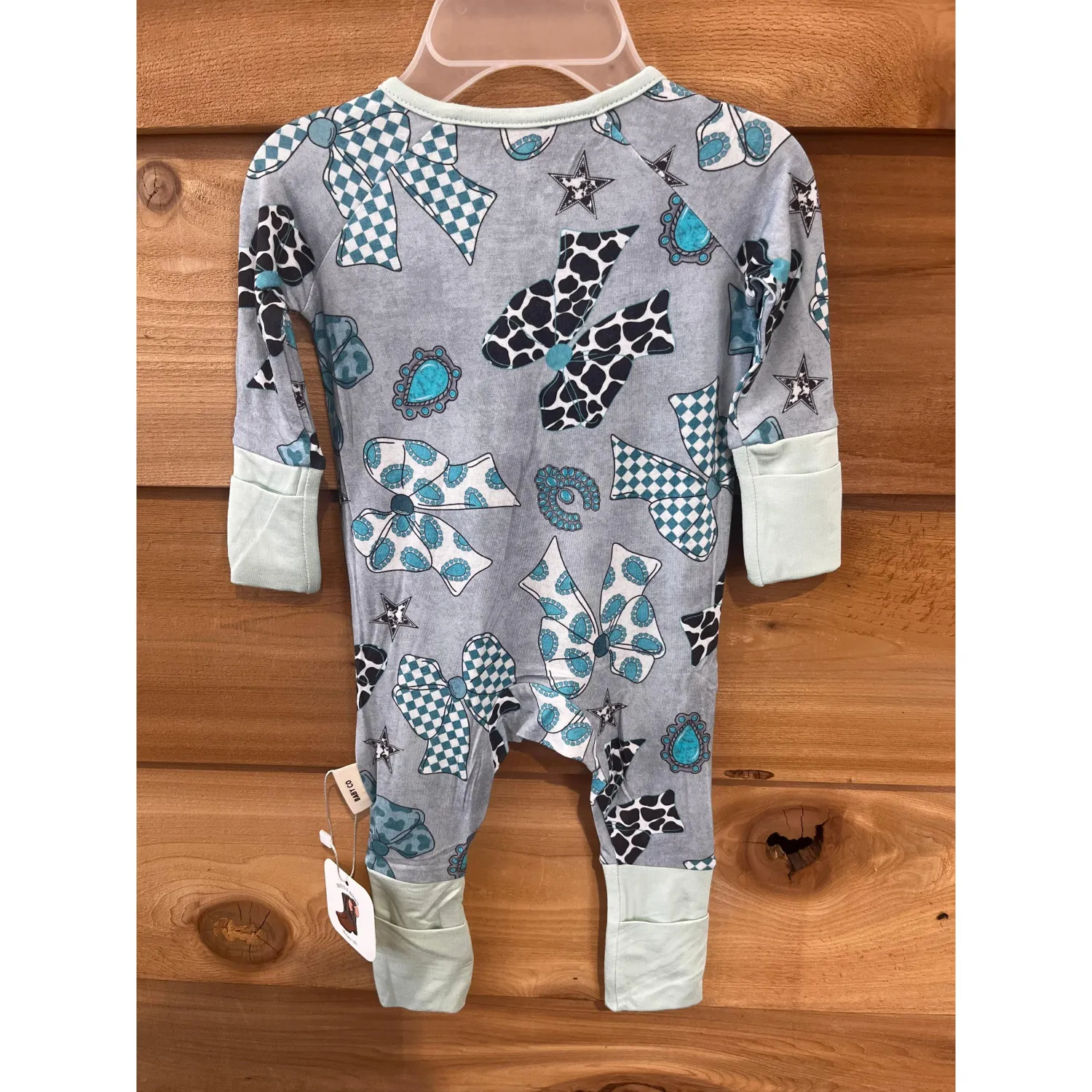 Boots &amp; Bows Turquoise Bows Infant Sleepers