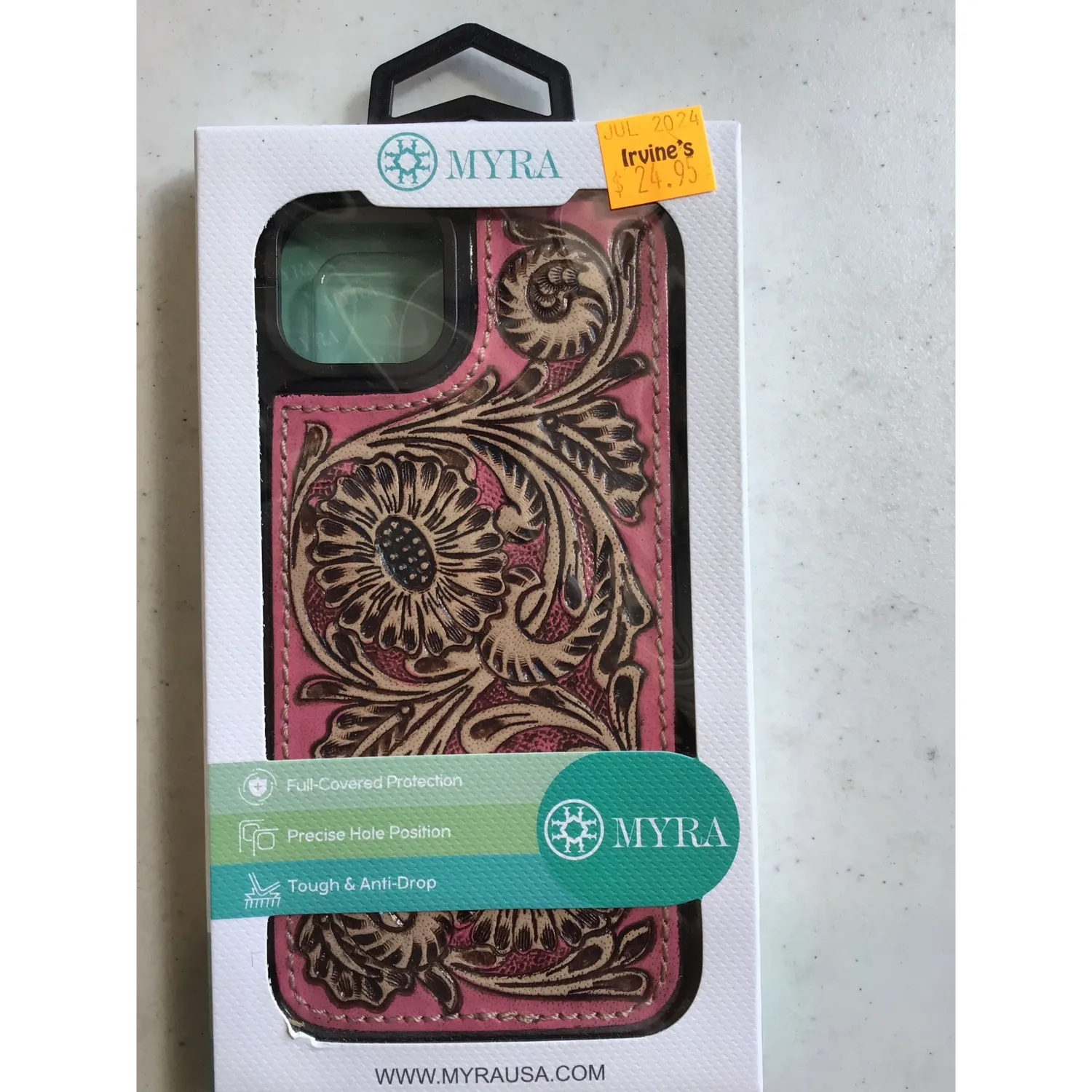 Myra Eagles Nest Phone Case -IPhone 15 Plus, Color: hand-tooled