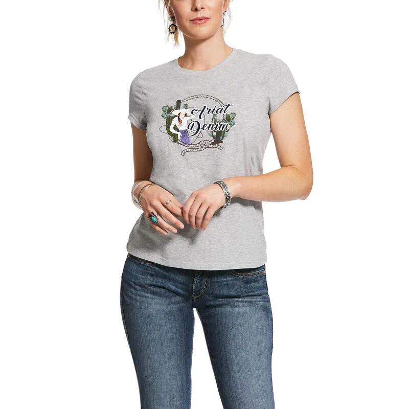 Ariat Women's Real Roped Frame T-Shirt - Heather Grey