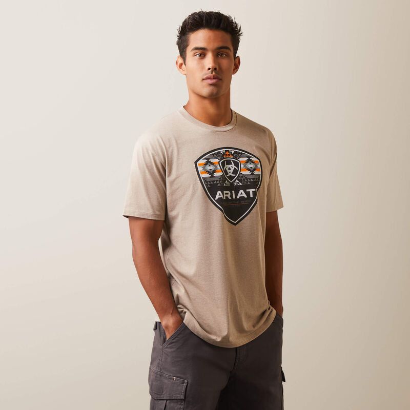 Ariat Men's Ariat Geo Fill SS T-Shirt Oatmeal Heather