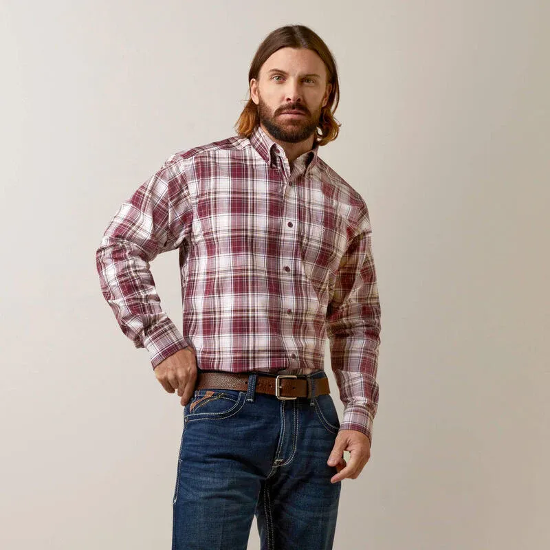 Ariat Men's Pro Series Adrian Classic Fit Shirt - Maroon, Size: 3XL