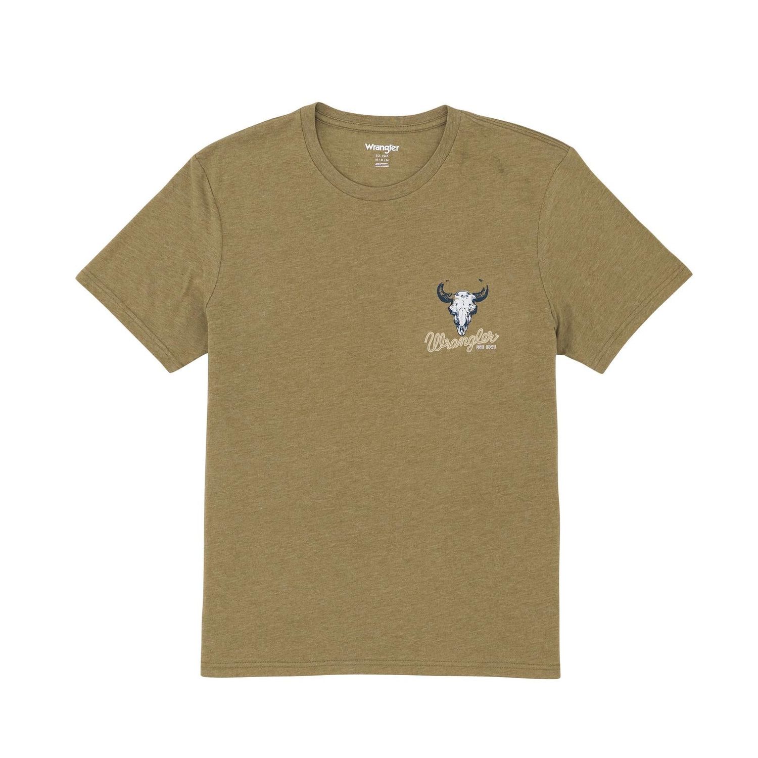 Wrangler Men's Graphic Short Sleeve Tee Shirt- Burnt Olive Heather