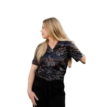 Spurrin' Scrubs Black Bronc Scrub Top- Black