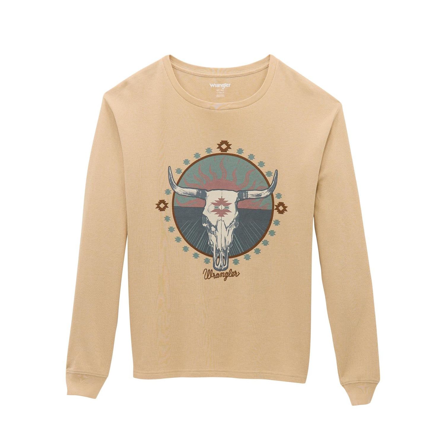 Wrangler Women's Long Sleeve Graphic Girlfriend Fit Tee Shirt- Cement