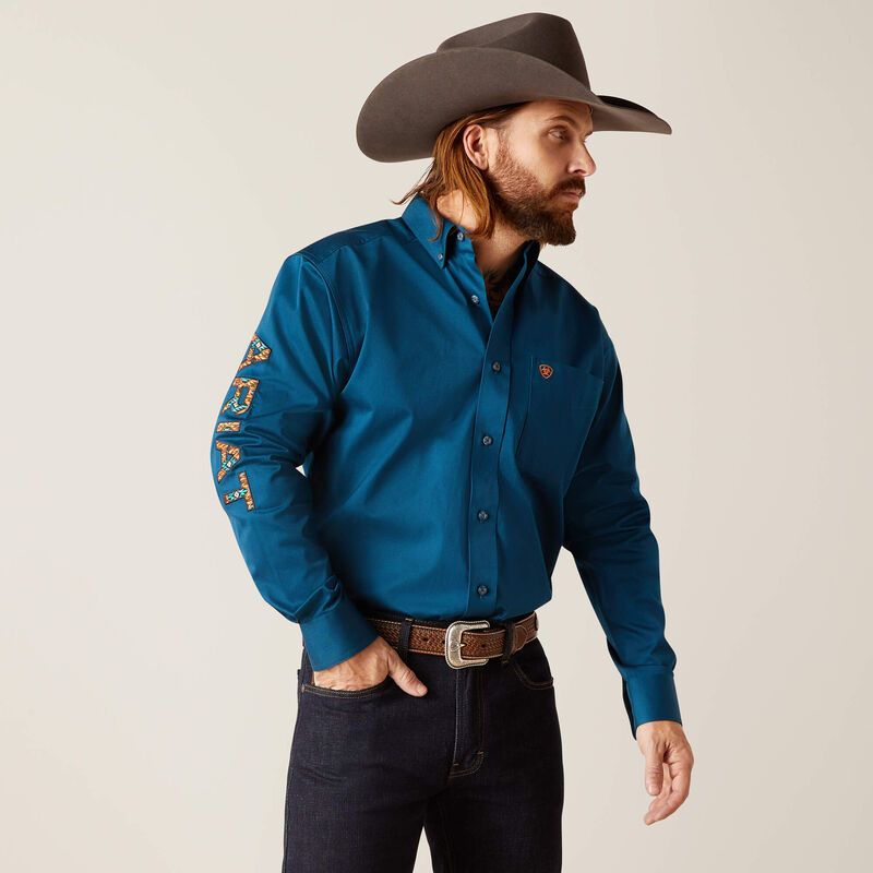 Ariat Men's Team Logo Twill Classic Fit Shirt - Sailor Blue