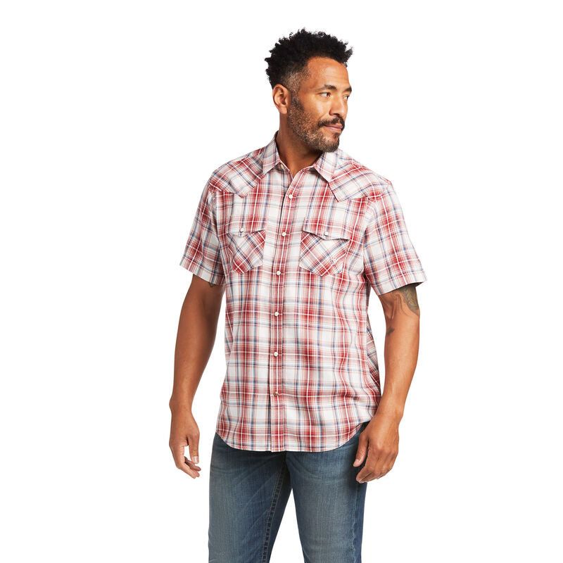 Ariat Mens Hennessey Retro Snap SS Shirt Garnet