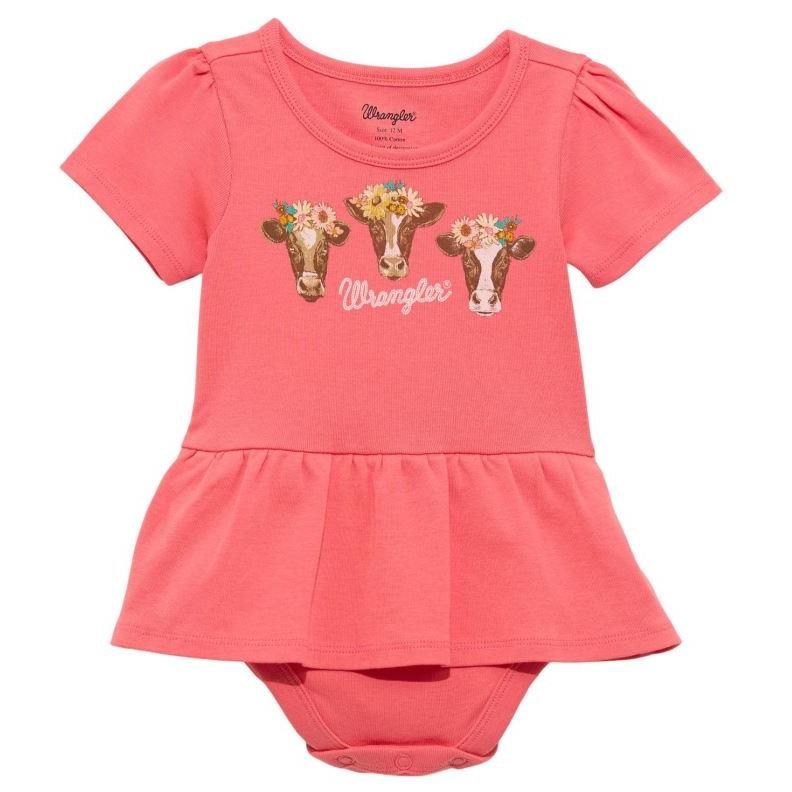 Wrangler Baby Girl Ruffled Bodysuit- Red