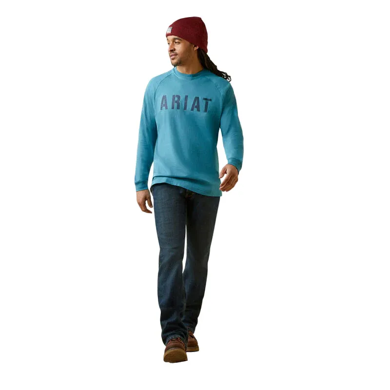 Ariat Men's Rebar Cotton Strong Block T-Shirt - Storm Blue