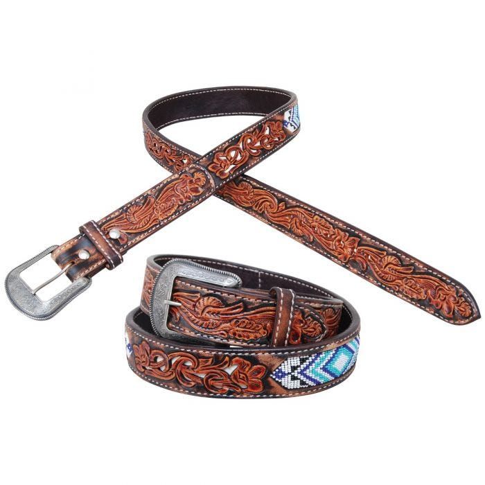 Circle Y Men's Blue Diamond Inlay Belt