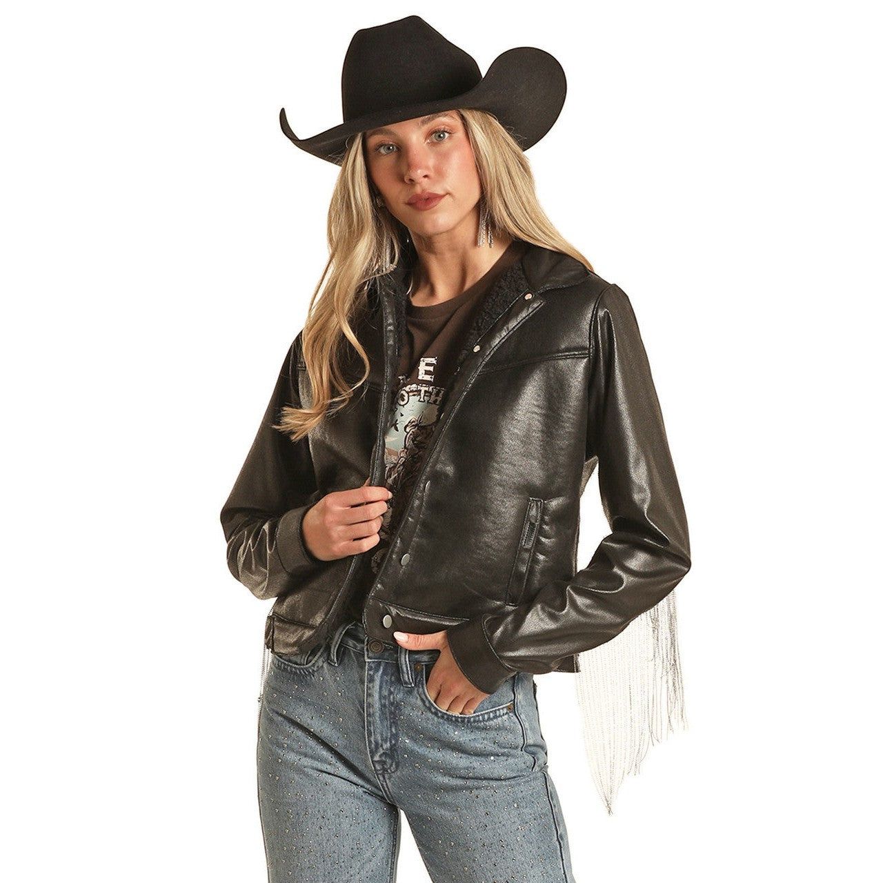 Rock &amp; Roll Women's Sherpa Lined Jacket - Black