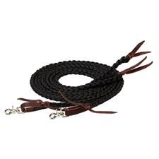Weaver 1/2" x 8" Braided Split Rein - Assorted Colours, Color: Black