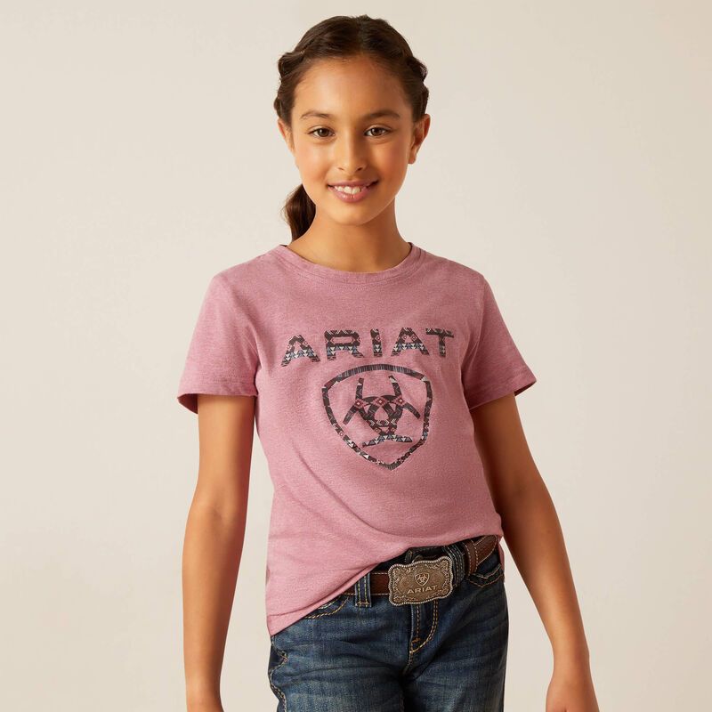 Ariat Girl's Shield Short Sleeve T-Shirt - Rose Mesa Heather