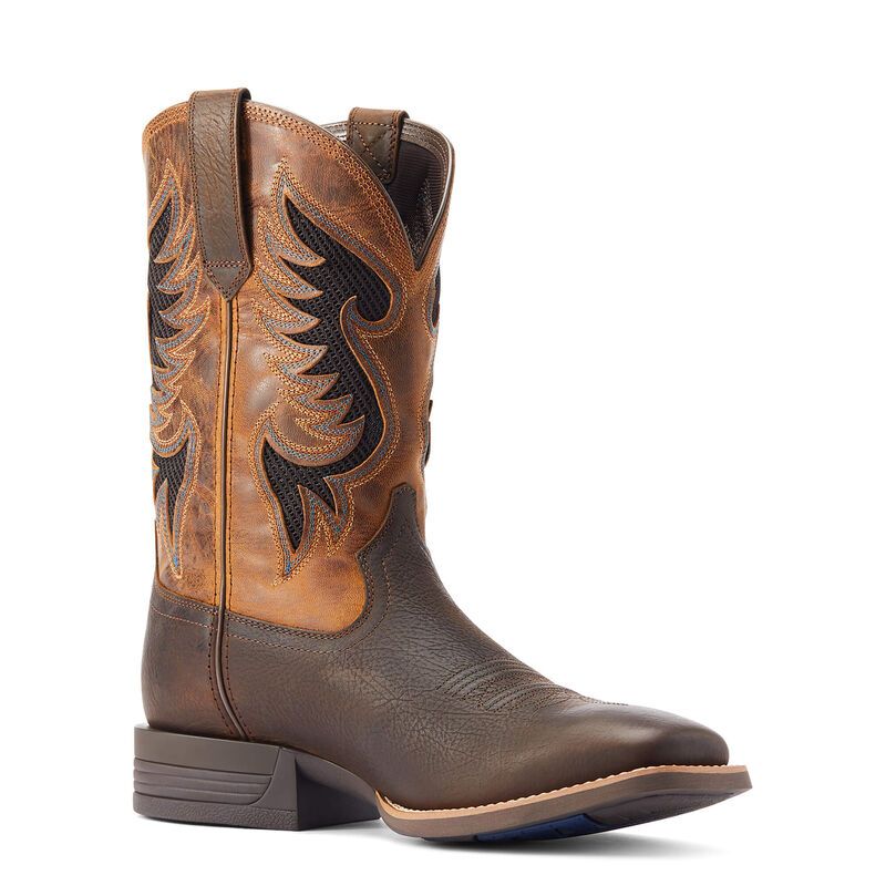Ariat Men's Cowpuncher VentTEK Western Boots - Dark Brown/Mustard