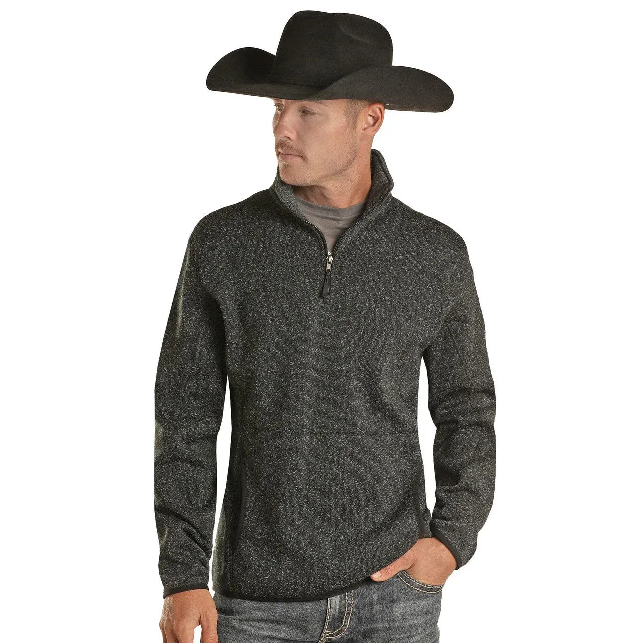 Powder River Men's Knit Melange Pullover, Color: 01 - Black, Size: S
