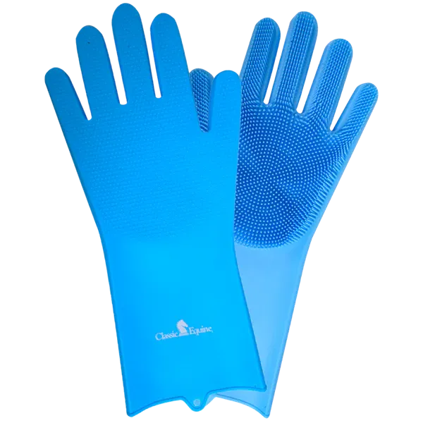 Classic Equine Wash Gloves, Colour: BLUE