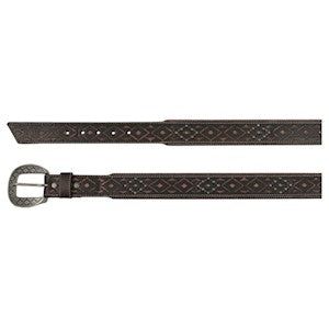 Red Dirt Men's Tooled Studded Tapered Belt - Dark Brown