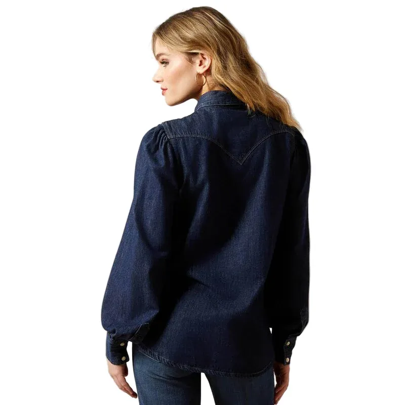 Ariat Women's Puff Sleeve Snap Shirt- Storm Dark