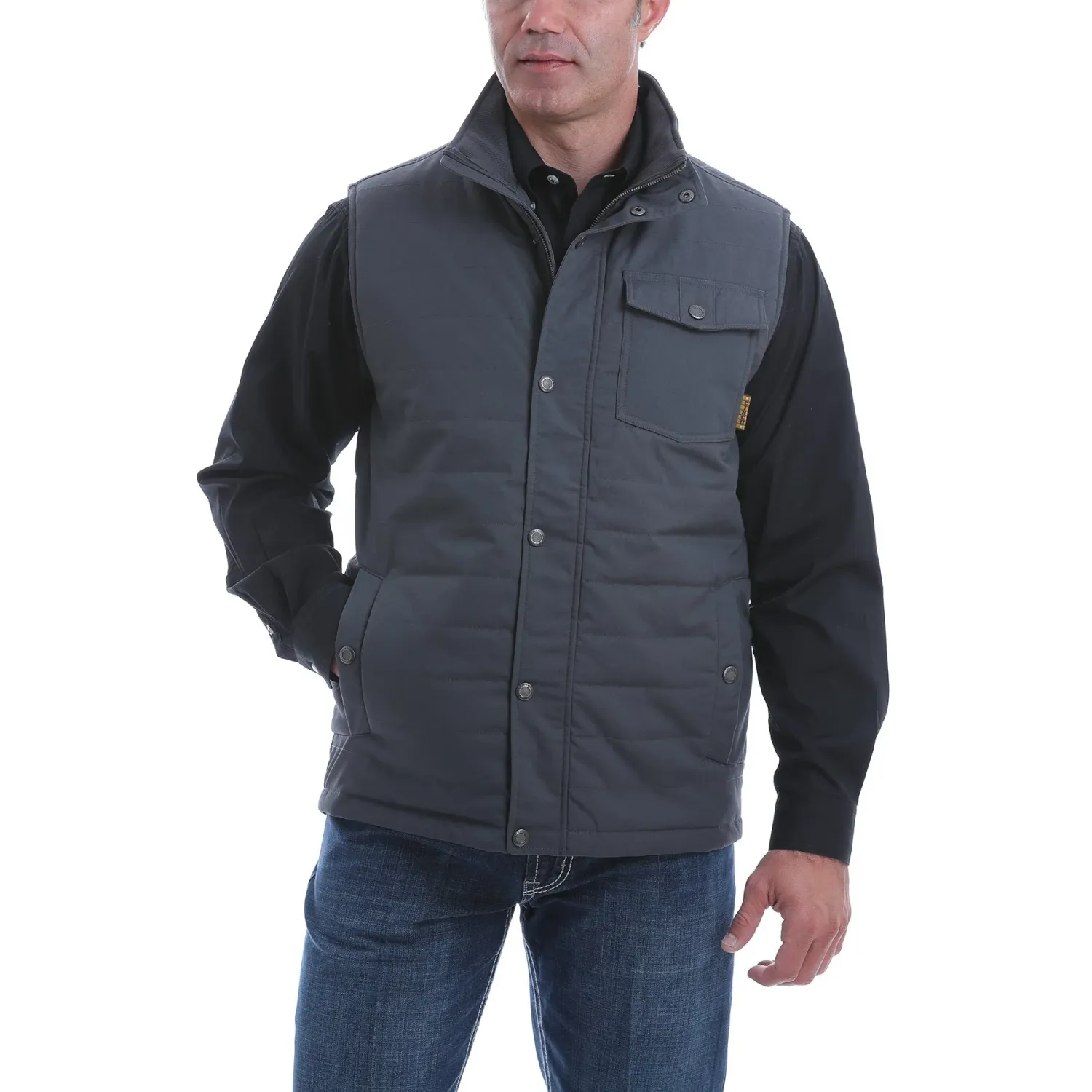 Cinch Men's Solid Quilted Vest Charcoal, Size: SMALL