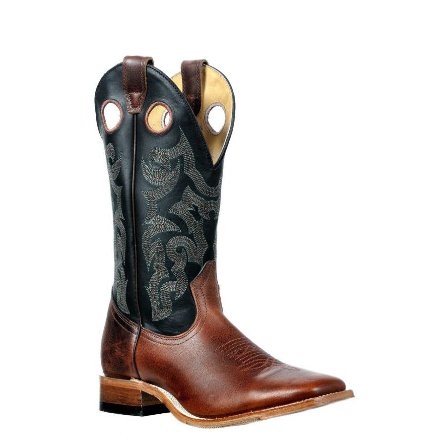 Boulet Men's Wide Square Toe Western Boots - Freeport Burnt Maple/Tianjin Black - 0351-EE
