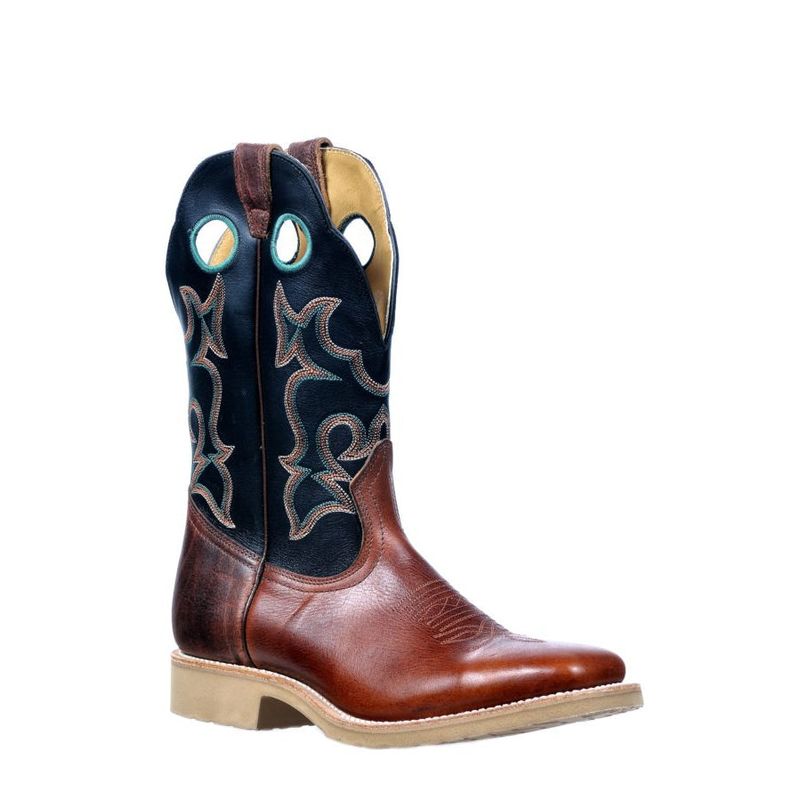 Boulet Men's Wide Square Toe Western Boots - Freeport Burnt Maple/Tianjin Black - 0351-EE