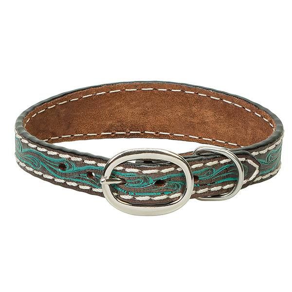 Weaver Leather Turquoise Flower Dog Collar, Size: 3/4 X 13"