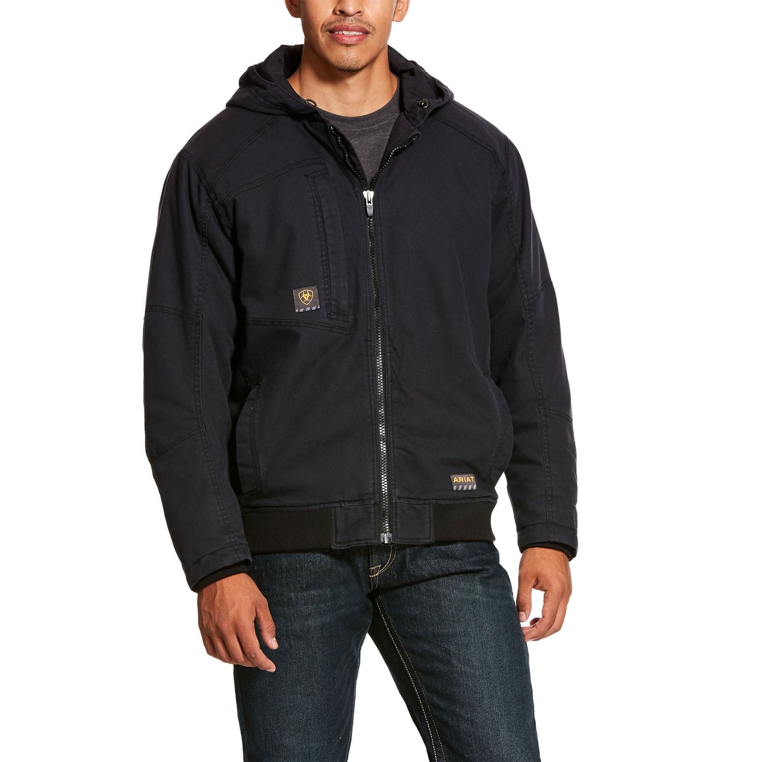 **Ariat Men's Rebar Washed Dark Canvas Insulated Jacket - Black