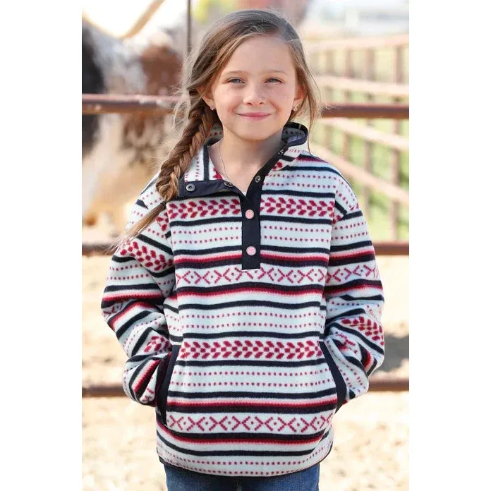 Cinch Girl's Sherpa Fleece Pullover Sweater - Light Blue