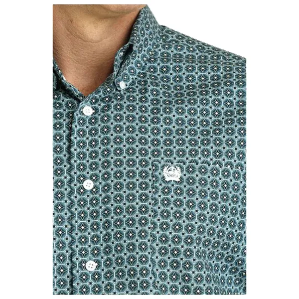 Cinch Men's Print Long Sleeve Shirt - Teal - MTW1105779, Size: XS