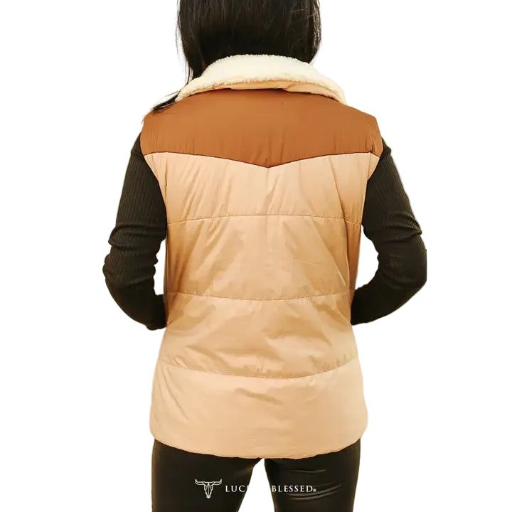 Lucky &amp; Blessed Puffer Vest - Cream