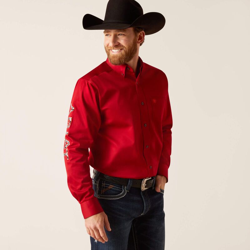 Ariat Men's Team Logo Twill Fitted Shirt - Cranberry Crimson