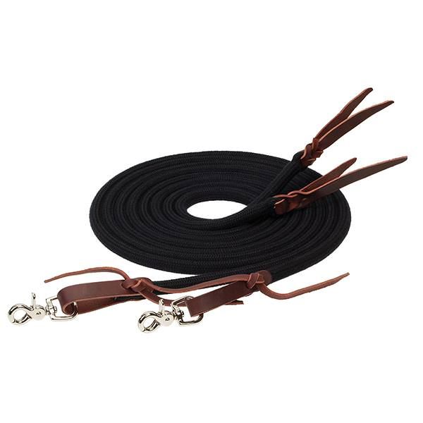 Weaver EcoLuxe Bamboo 1/2" x 8' Split Reins - Assorted Colours, Color: Black