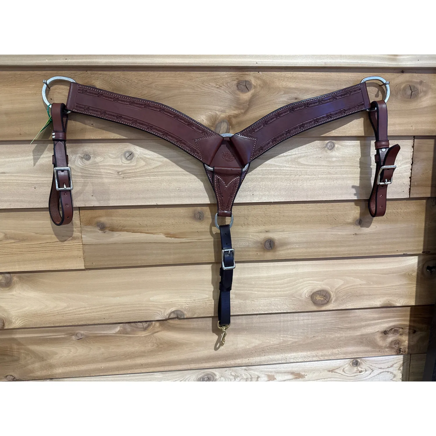 Irvine Breast Collar 2 3/4" Barbwire Border, Colour: DARK OIL