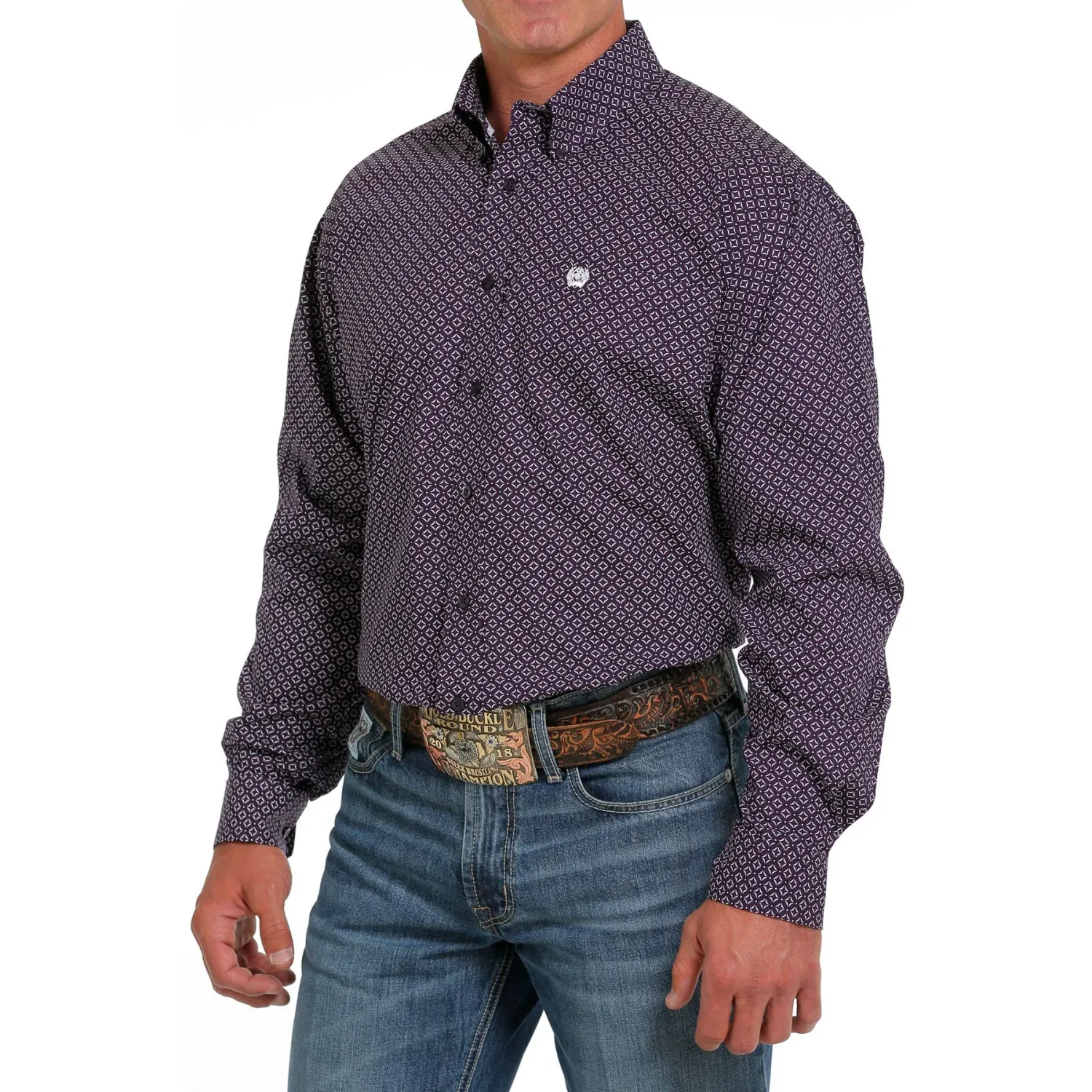 Cinch Men's LS Print Shirt - Purple