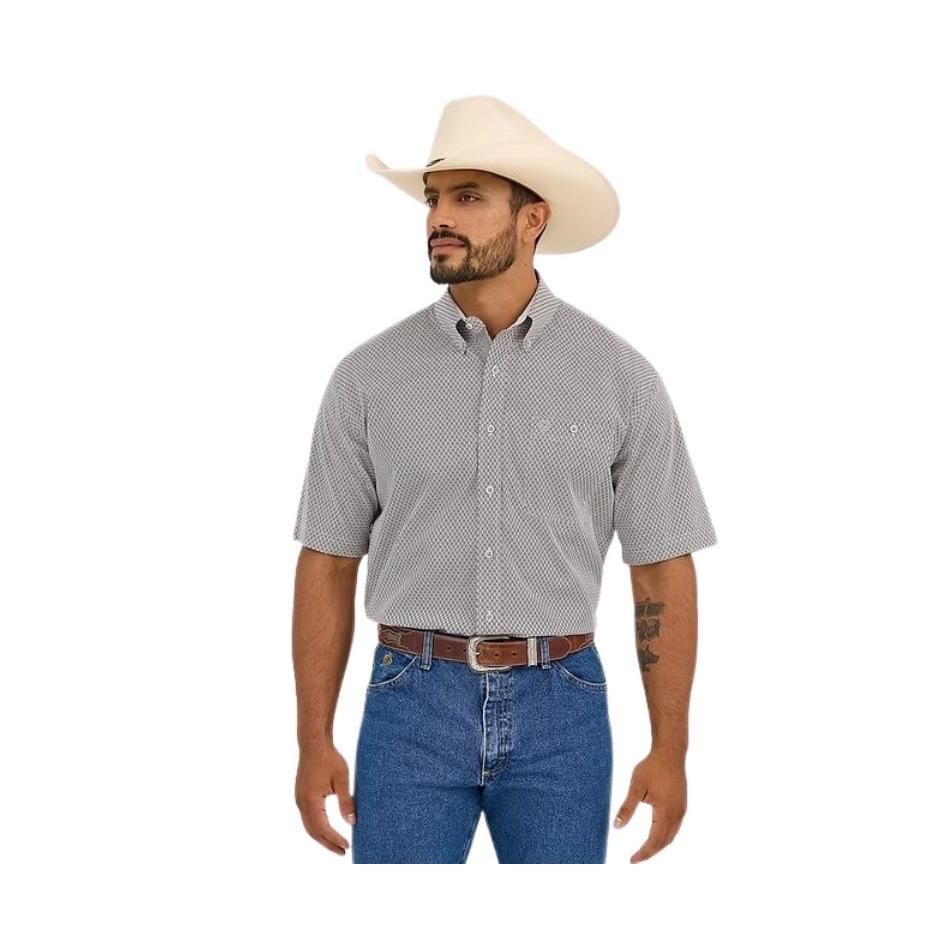 Wrangler Men's George Strait Collection Short Sleeve Shirt- Grey