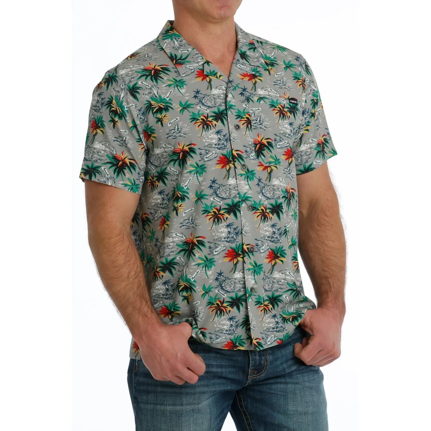 Cinch Men's SS Camp Shirt - Grey